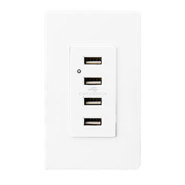 Белый USB настенный разъем, USB электрический разъем 4 USB-порта с 2 настенными пластинами