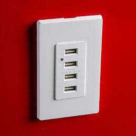 Белый USB настенный разъем, USB электрический разъем 4 USB-порта с 2 настенными пластинами