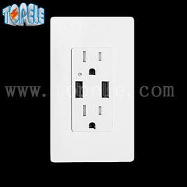 Белый USB настенный разъем, USB электрический разъем 4 USB-порта с 2 настенными пластинами