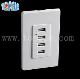 Белый USB настенный разъем, USB электрический разъем 4 USB-порта с 2 настенными пластинами